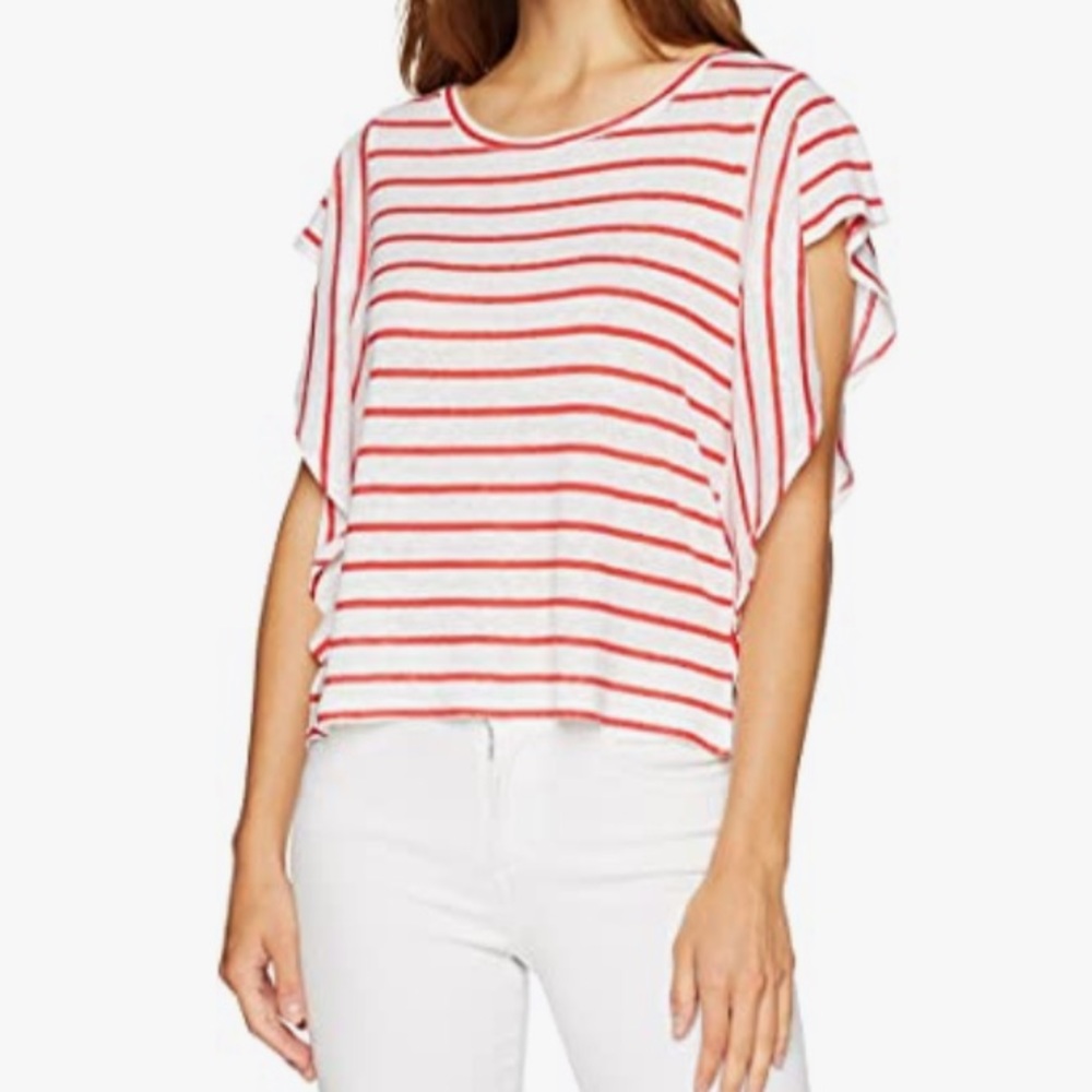 Cupcakes and Cashmere Stripe Ruffle Knit Top Sz XS